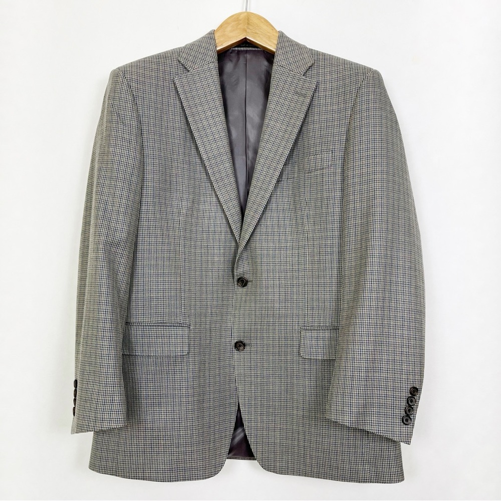 Ralph Lauren Grey Check Pattern Silk and Wool Sport Coat Classic Fit Size 40R